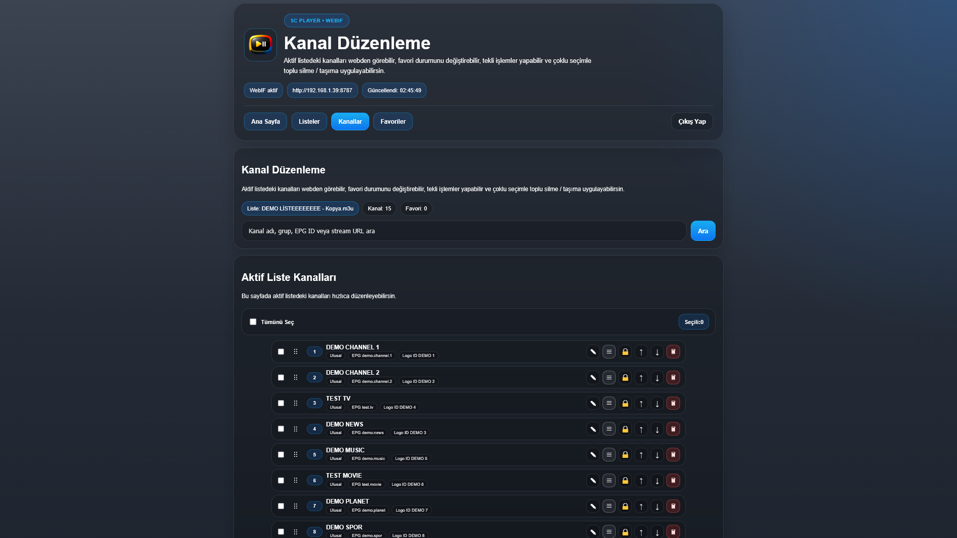 Kanal düzenleme